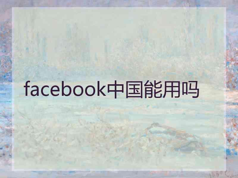 facebook中国能用吗