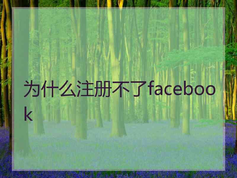为什么注册不了facebook