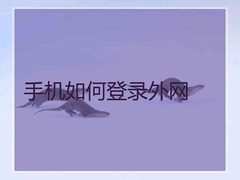 手机如何登录外网