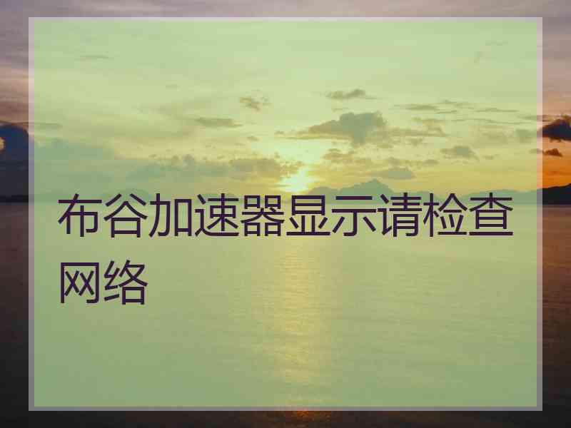 布谷加速器显示请检查网络