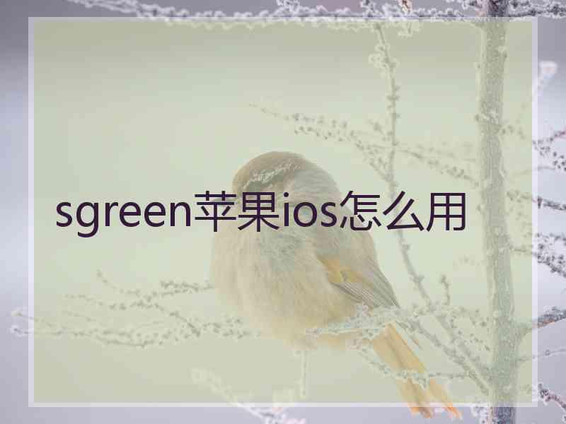 sgreen苹果ios怎么用