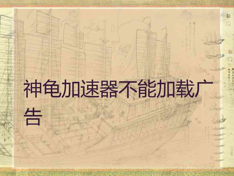 神龟加速器不能加载广告