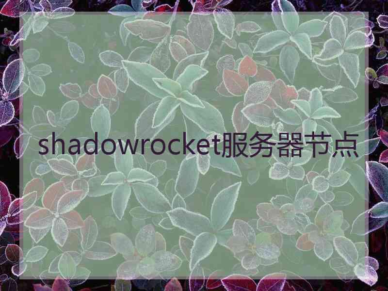 shadowrocket服务器节点