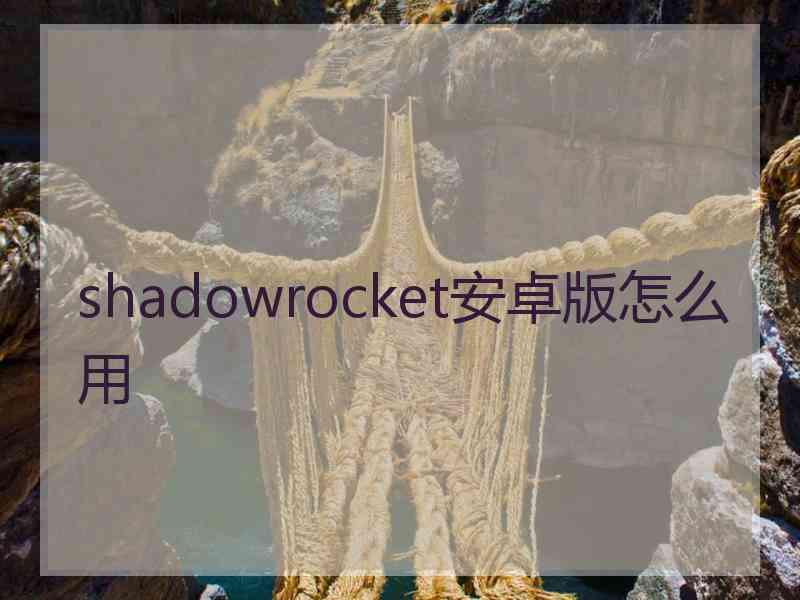 shadowrocket安卓版怎么用