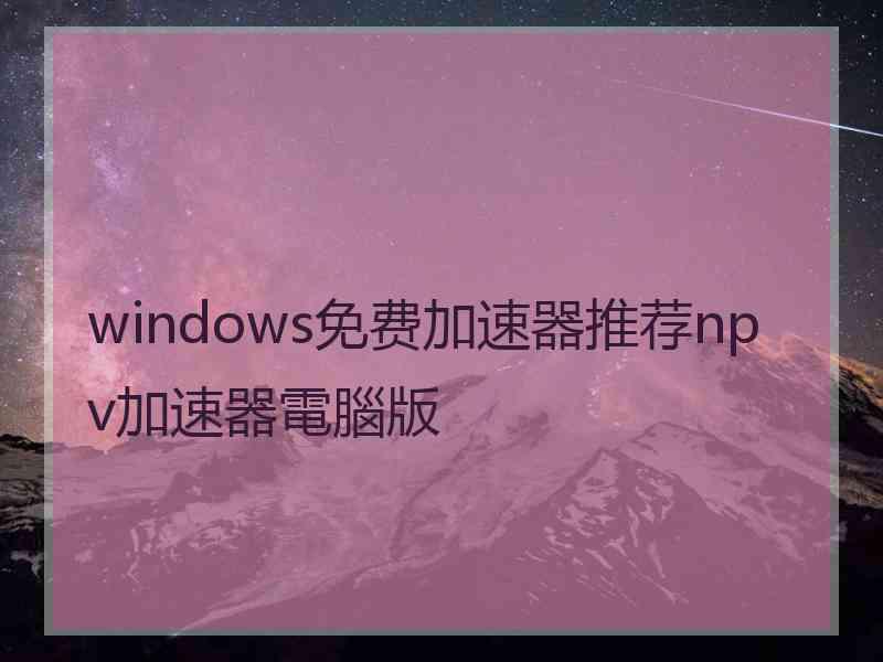 windows免费加速器推荐npv加速器電腦版
