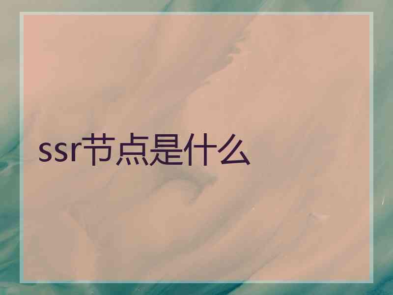 ssr节点是什么
