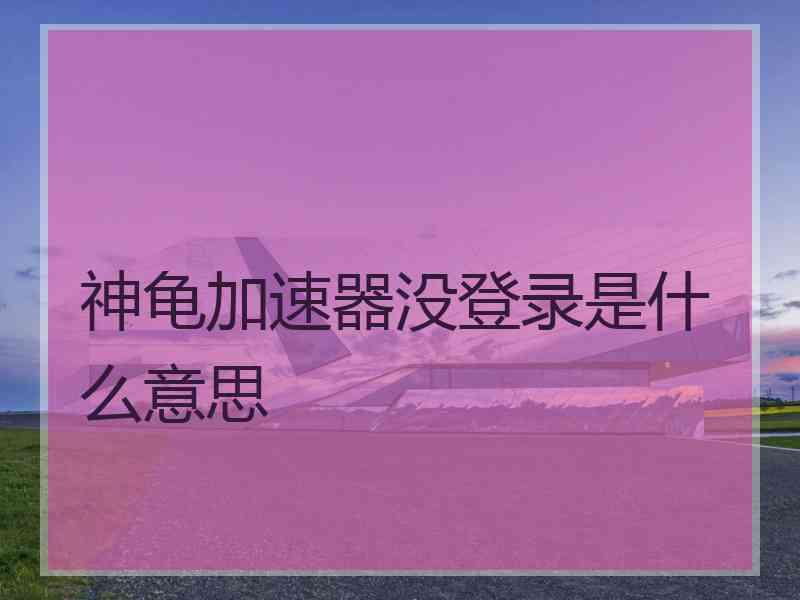 神龟加速器没登录是什么意思