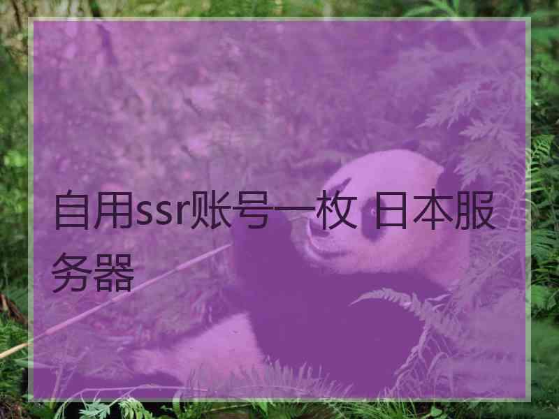 自用ssr账号一枚 日本服务器