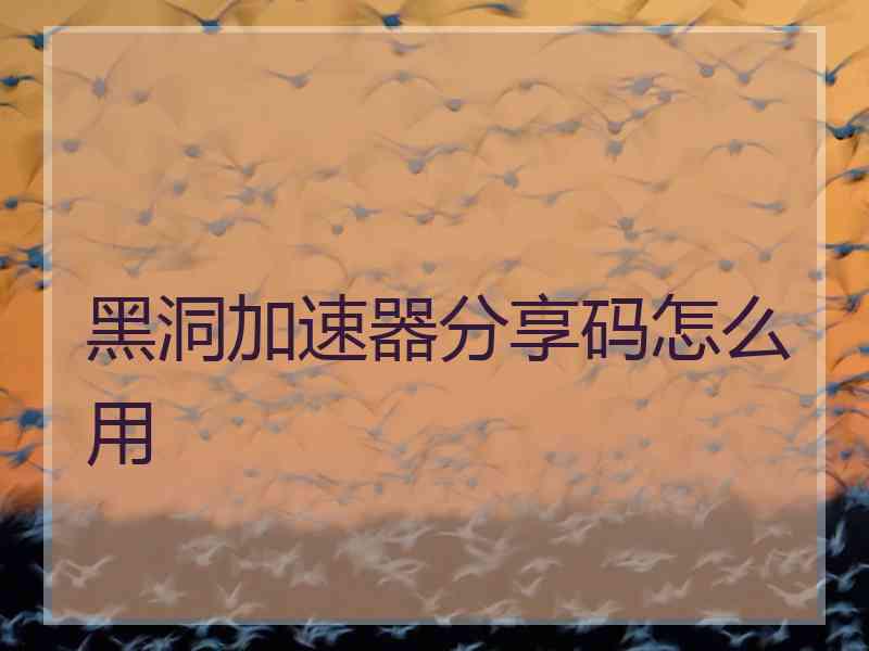 黑洞加速器分享码怎么用