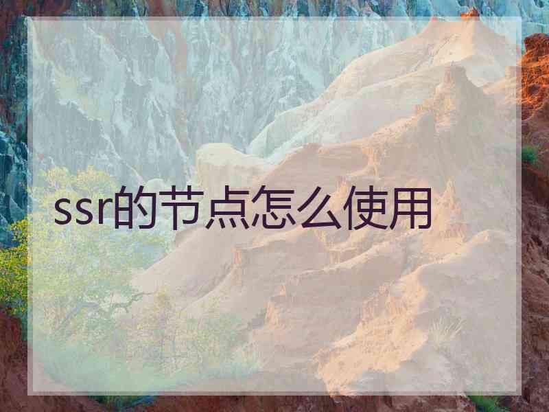 ssr的节点怎么使用