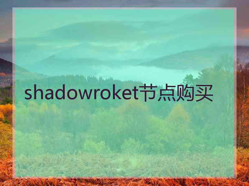 shadowroket节点购买