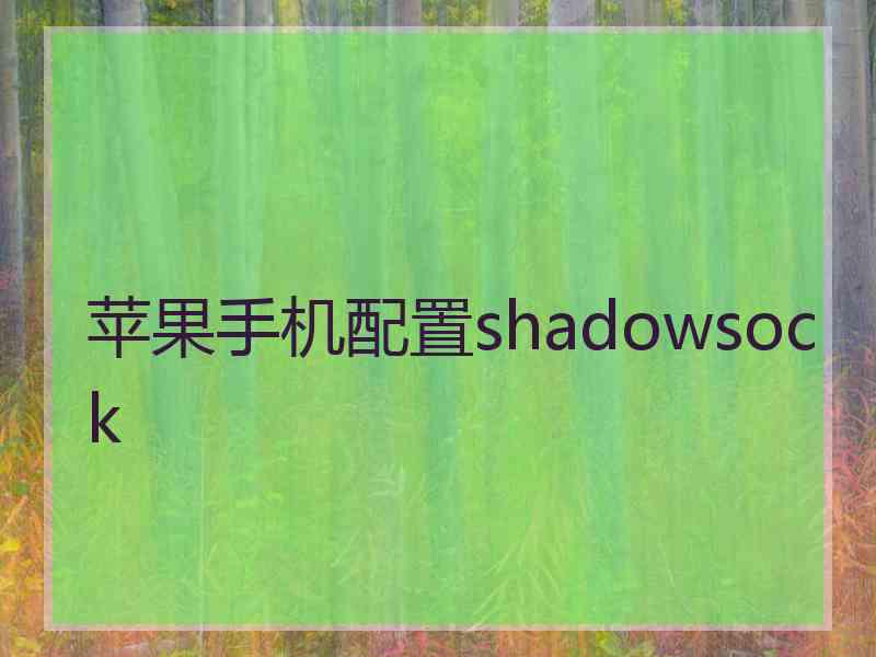 苹果手机配置shadowsock