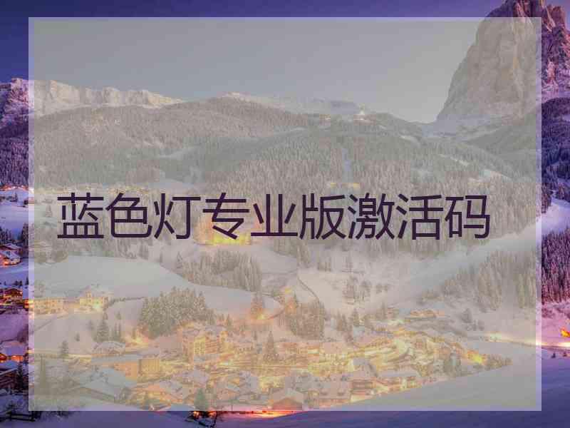 蓝色灯专业版激活码
