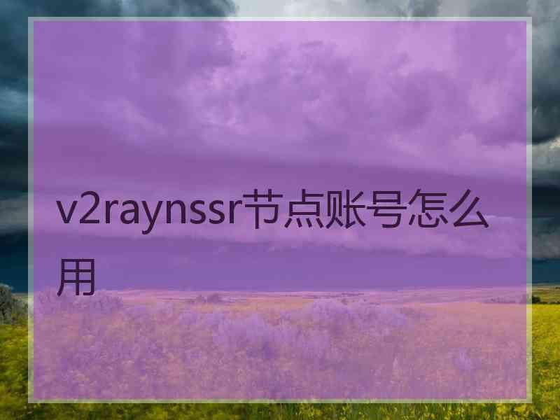 v2raynssr节点账号怎么用