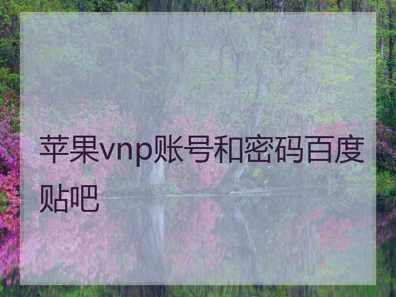 苹果vnp账号和密码百度贴吧